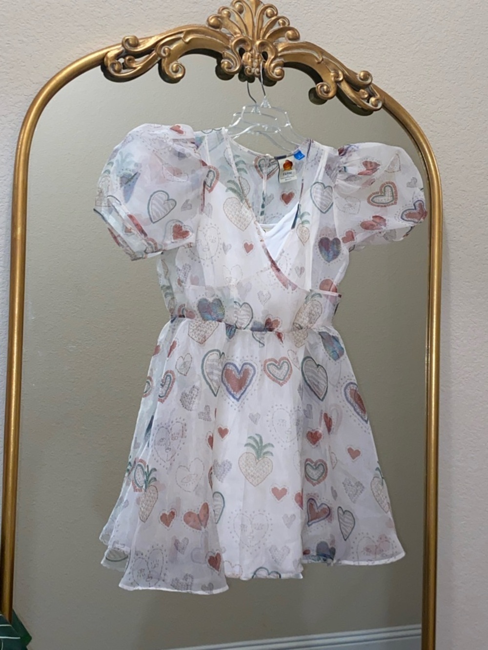 Farm Rio Semi-Sheer Puff-Sleeve Mini Dress Size S - Picture 2 of 11